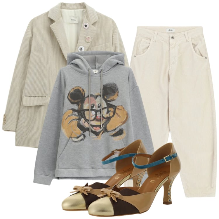 Outfit donna - Total look #2338738. Stile Sporty chic per Serata fuori. Abbinamento con décolleté, blazer, felpe con cappuccio, pantaloni.