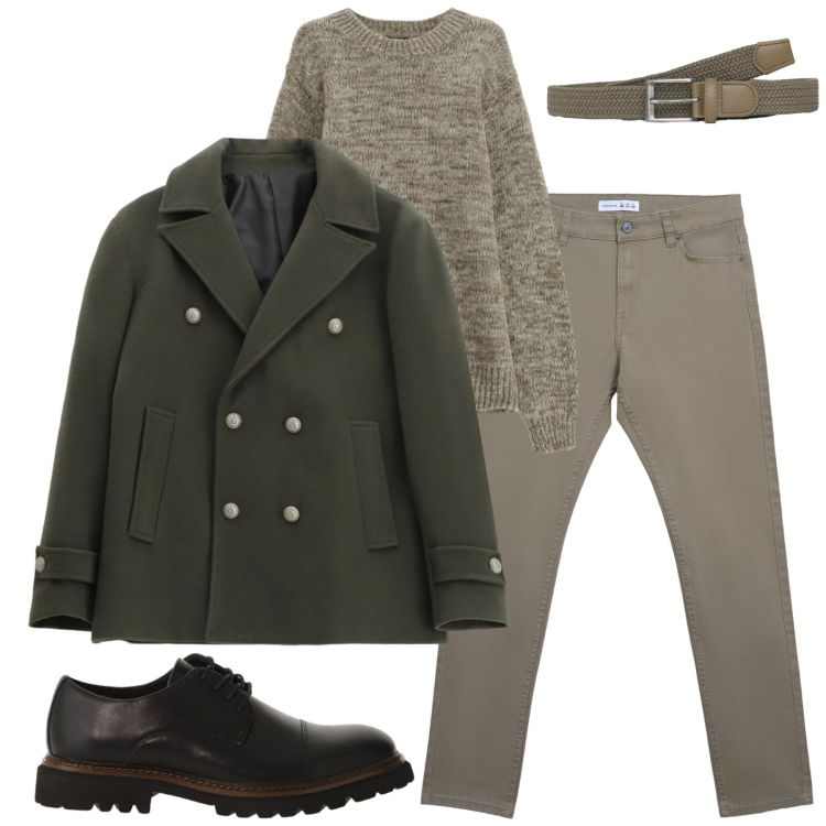 Outfit uomo - Tessuti caldi. Stile Urban per Tutti i giorni. Abbinamento con maglieria, scarpe stringate, cappotti, cinture, pantaloni skinny.