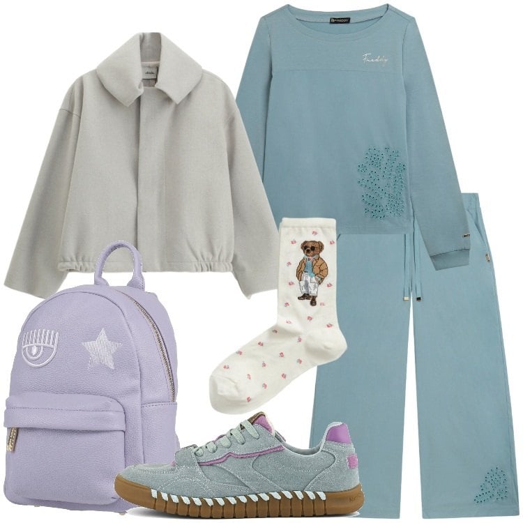 Outfit donna - Love is in the air new romantic. Stile Romantica per Scuola/Università. Abbinamento con zaini, pantaloni, felpe, giacche, calzini, sneakers.