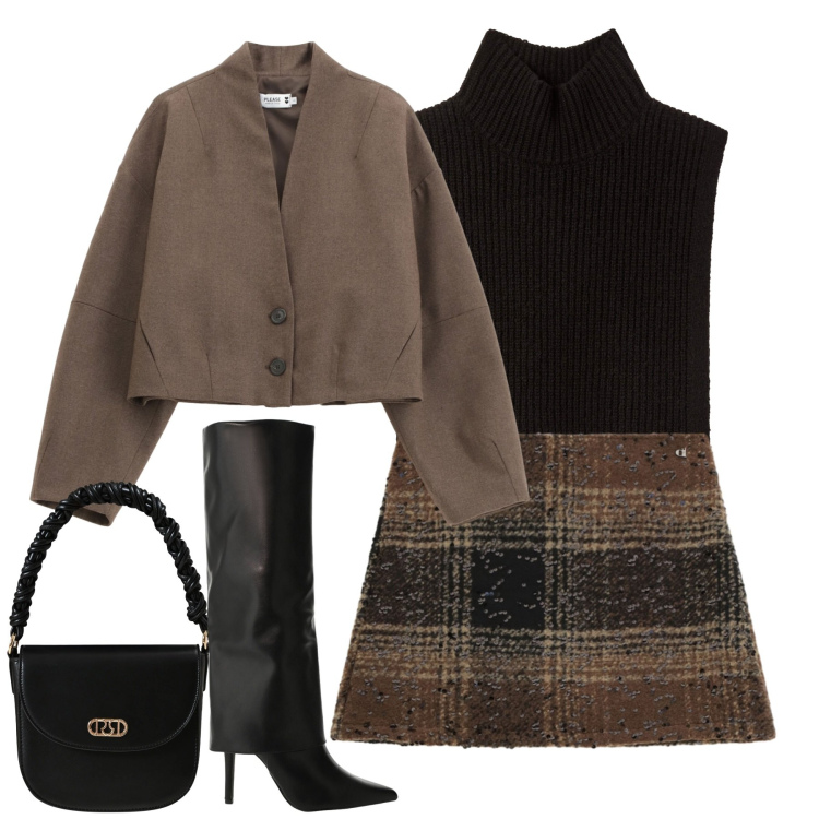 Outfit donna - City. Stile Trendy per Tutti i giorni. Abbinamento con maglieria, stivali, minigonne, blazer, borse a mano.