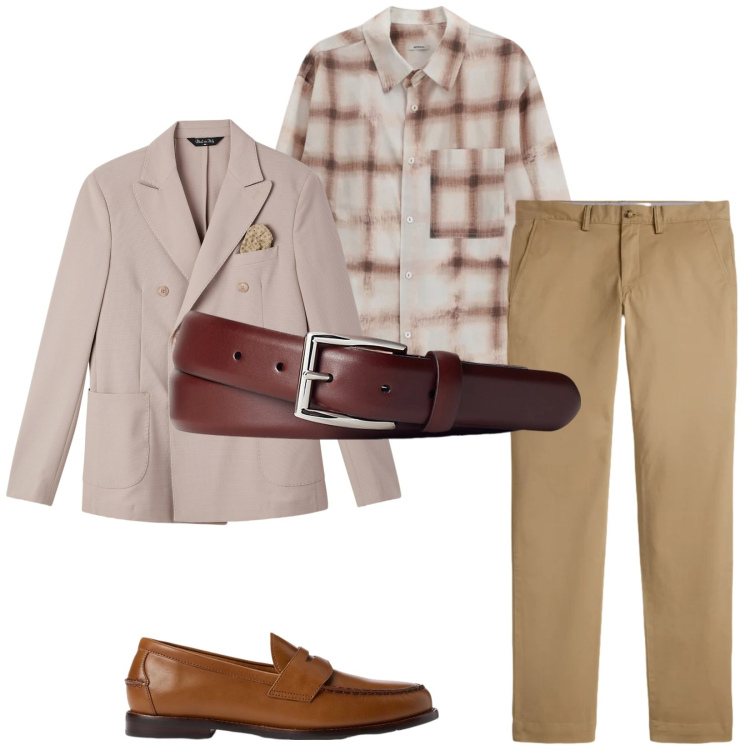 Outfit uomo - Total look #2338797. Stile Business/Elegante per Serata speciale. Abbinamento con camicie, giacche, scarpe stringate, cinture, pantaloni chino.