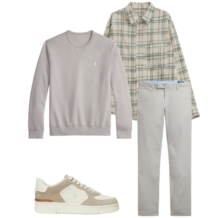 Outfit uomo - Total look #2338799. Stile Trendy per Tutti i giorni. Abbinamento con camicie, sneakers, pantaloni, felpe.