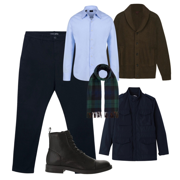 Outfit uomo - Tessuti confortevoli. Stile Casual Abbinamento con anfibi, pantaloni chino, giacche, camicie, sciarpe, cardigans.