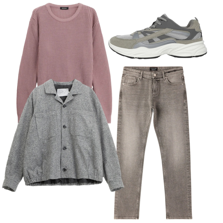 Outfit uomo - Total look. Stile Casual per Tutti i giorni. Abbinamento con sneakers, jeans, pullovers, cappotti.