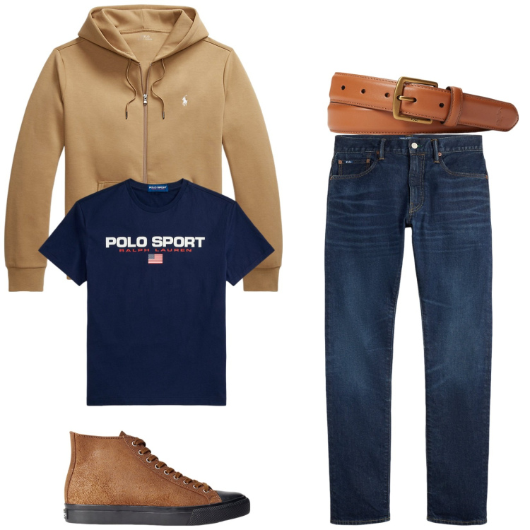 Outfit uomo - Total look #2338893. Stile Urban per Tutti i giorni. Abbinamento con sneakers, cinture, jeans, t-shirt, felpe.