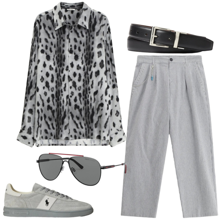 Outfit uomo - Total look #2338895. Stile Trendy per Serata speciale. Abbinamento con pantaloni, camicie, sneakers, cinture, occhiali da sole.