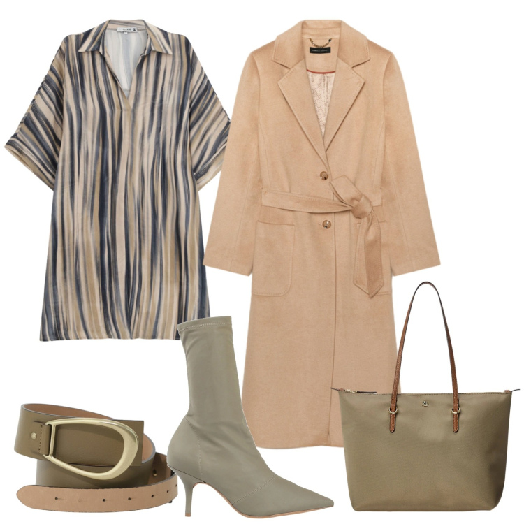 Outfit donna - Total look #2338911. Stile Casual chic per Tutti i giorni. Abbinamento con stivaletti, cinture, vestiti corti, borse tote, cappotti.