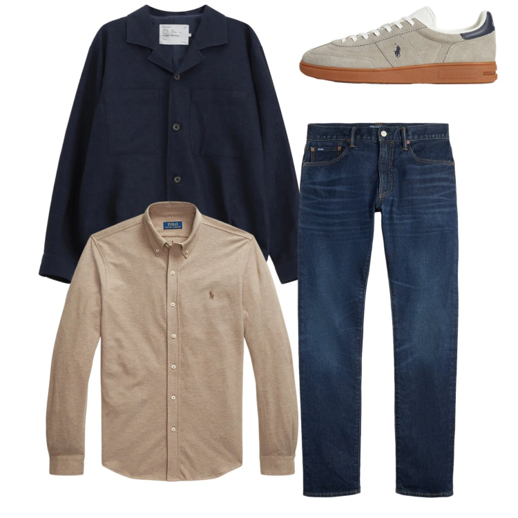 Outfit uomo - Total look. Stile Casual per Tutti i giorni. Abbinamento con cappotti, jeans, sneakers, camicie.