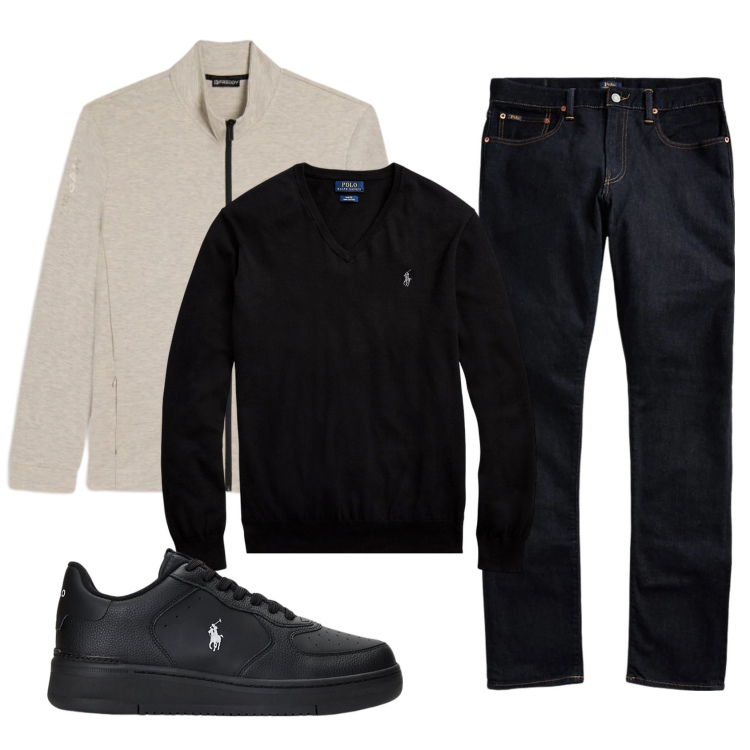 Outfit uomo - Total look #2338992. Stile Casual per Ufficio. Abbinamento con felpe, sneakers, maglieria, jeans.