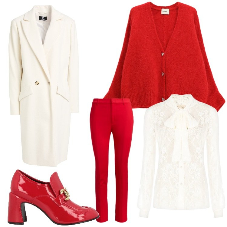 Outfit donna - Pizzo e amore. Stile Chic per Serata fuori. Abbinamento con mocassini, cappotti, cardigans, camicie, pantaloni.
