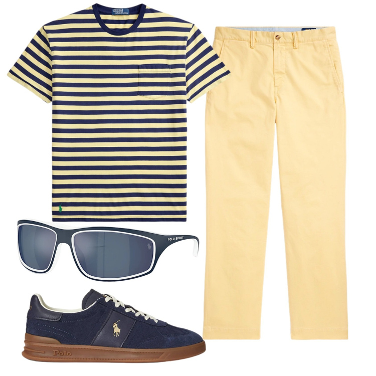 Outfit uomo - Total look #2339026. Stile Casual per Ufficio. Abbinamento con pantaloni, sneakers, t-shirt, occhiali da sole.