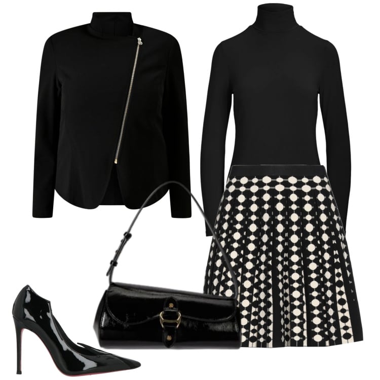 Outfit donna - Il bicolore che tira fuori lo stile. Stile Chic per Serata fuori. Abbinamento con minigonne, décolleté, blazer, borse a spalla, top.