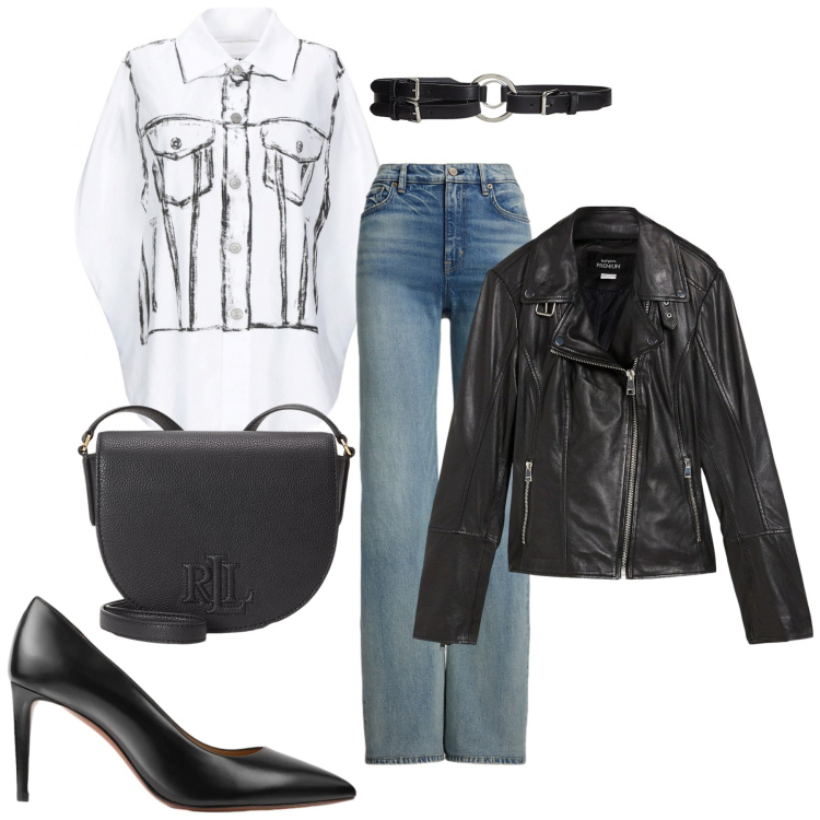 Outfit donna - Trendy. Stile Trendy per Tutti i giorni. Abbinamento con camicie a manica corta, blazer, jeans, borse a tracolla, cinture, décolleté.