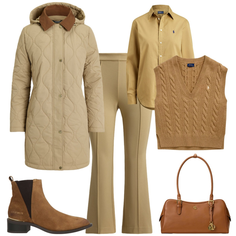 Outfit donna - Trendy ufficio tempo libero. Stile Trendy per Ufficio. Abbinamento con stivaletti texani, camicie, maglieria, giacche, borse a mano, pantaloni.