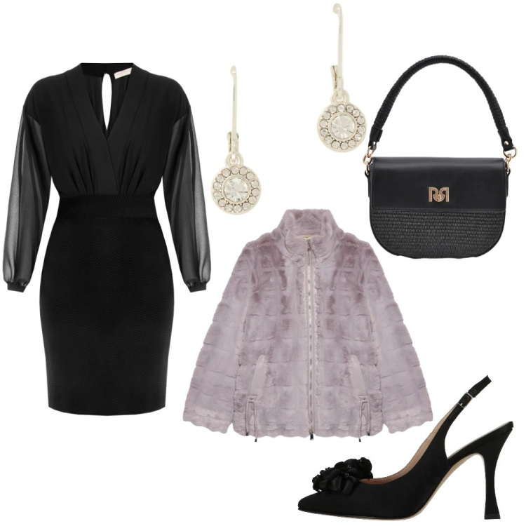 Outfit donna - Total look #2339108. Stile Chic per Serata fuori. Abbinamento con décolleté, ecopellicce, borse a spalla, vestiti a tubino, orecchini.