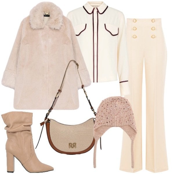 Outfit donna - Febbraio in tonalità soft - Focus Donna. Stile Urban per Tutti i giorni. Abbinamento con stivaletti, cappotti, borse a tracolla, pantaloni, camicie, berretti.