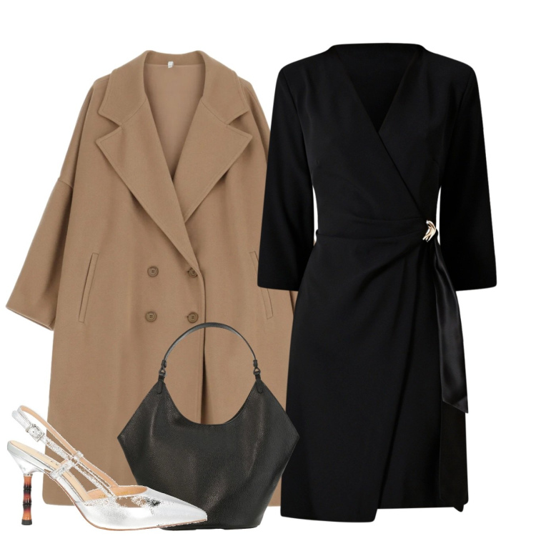 Outfit donna - Total chic. Stile Chic per Serata fuori. Abbinamento con décolleté, cappotti, borse a spalla, vestiti corti.