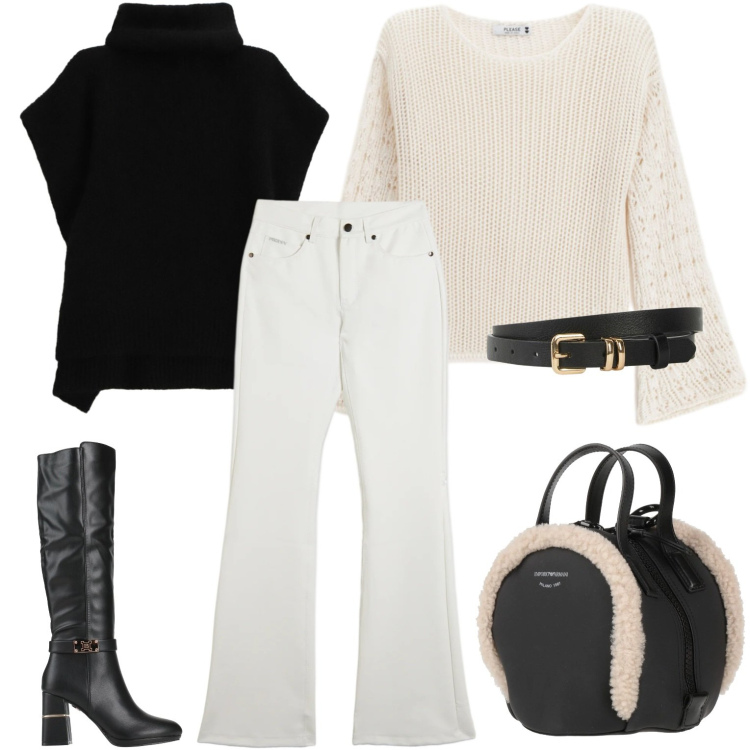 Outfit donna - Tutti i giorni. Stile Casual per Tutti i giorni. Abbinamento con zaini, stivali, cinture, maglieria, pantaloni, maglieria.