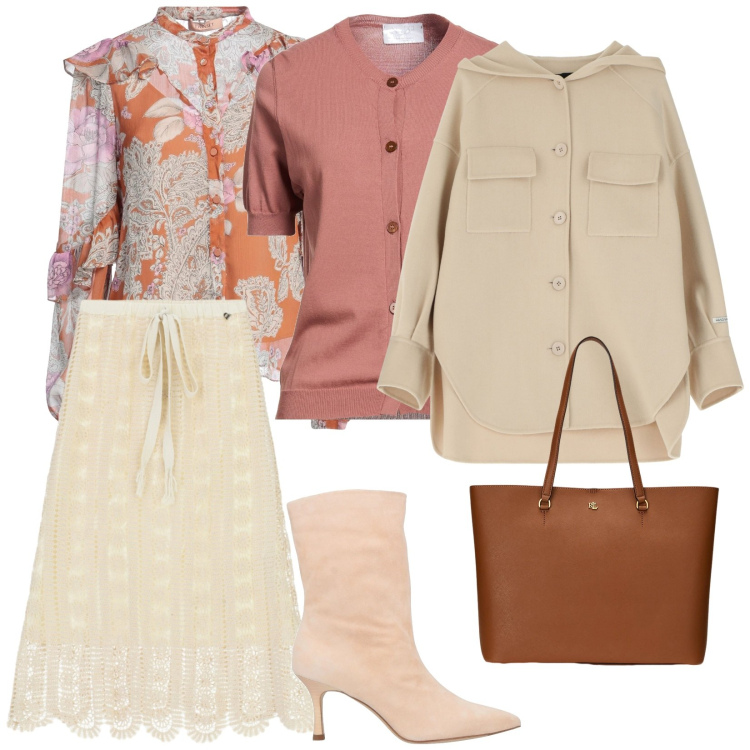 Outfit donna - Love. per Tutti i giorni. Abbinamento con camicie, cardigans, stivaletti, gonne longuette, cappotti, borse tote.