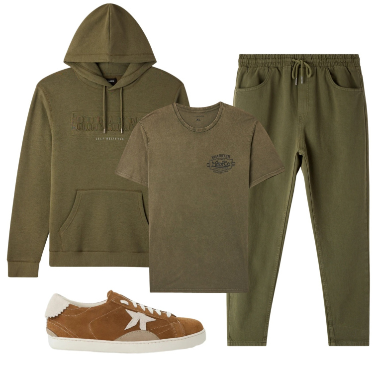 Outfit uomo - Total look #2340089. Stile Casual per Sport. Abbinamento con sneakers, t-shirt, pantaloni, felpe con cappuccio.