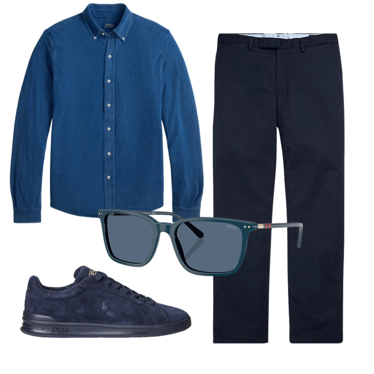 Outfit uomo - Total look #2340105. Stile Business/Elegante per Ufficio. Abbinamento con sneakers, pantaloni chino, occhiali da sole, camicie.