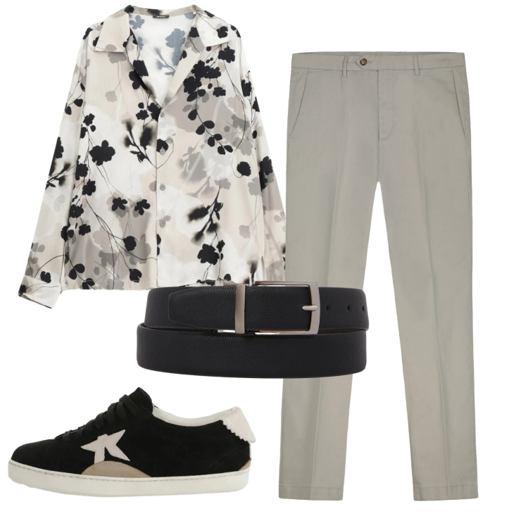 Outfit uomo - Total look #2340122. Stile Trendy per Tutti i giorni. Abbinamento con camicie, sneakers, cinture, pantaloni chino.