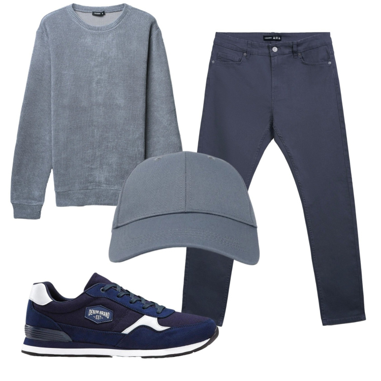 Outfit uomo - Total look #2340125. Stile Casual per Tutti i giorni. Abbinamento con sneakers, pantaloni skinny, maglieria, cappelli con visiera.