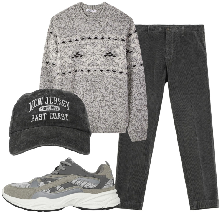 Outfit uomo - Total look #2340127. Stile Casual per Tutti i giorni. Abbinamento con sneakers, cappelli con visiera, maglieria, pantaloni chino.