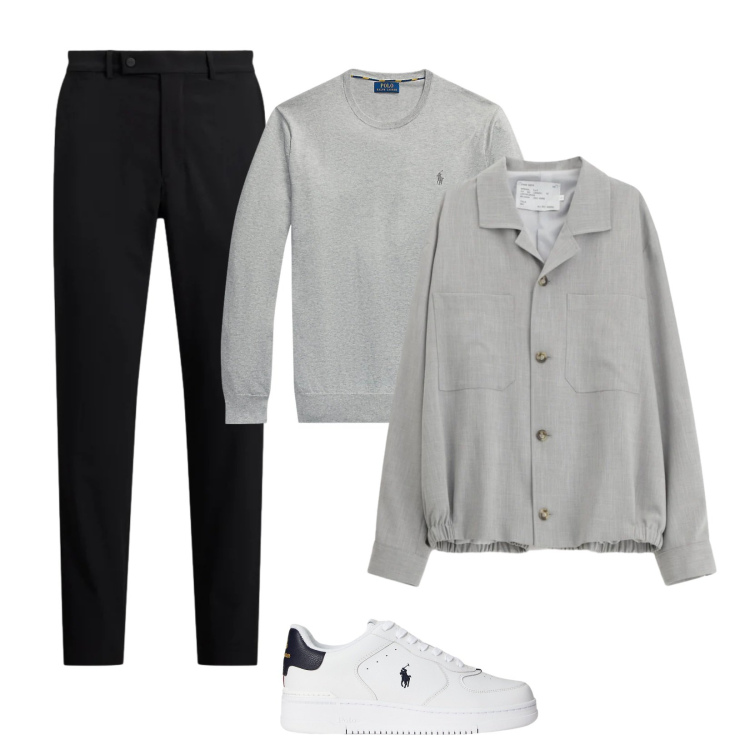 Outfit uomo - Pullover grigio chiaro. Stile Casual per Tutti i giorni. Abbinamento con cappotti, maglieria, sneakers, pantaloni.