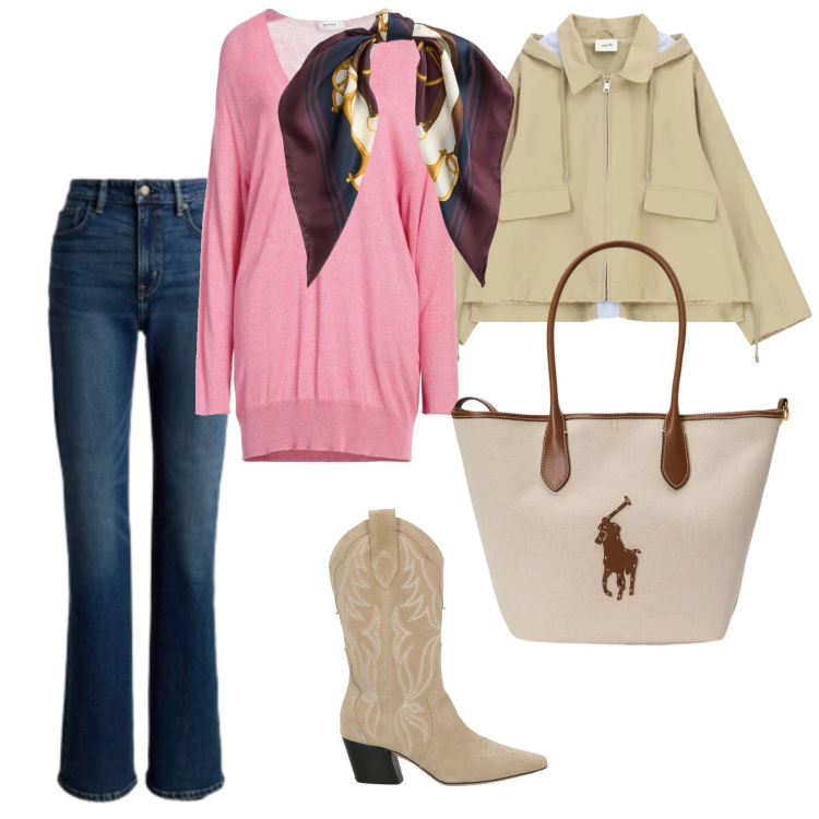 Outfit donna - Focus donna. per Tutti i giorni. Abbinamento con pullovers, stivali, parka, borse tote, jeans, foulard.