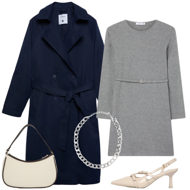 Outfit donna - Total look #2340207. Stile Bon Ton per Tutti i giorni. Abbinamento con collane, vestiti midi/longuette, décolleté, trench, borse a tracolla.