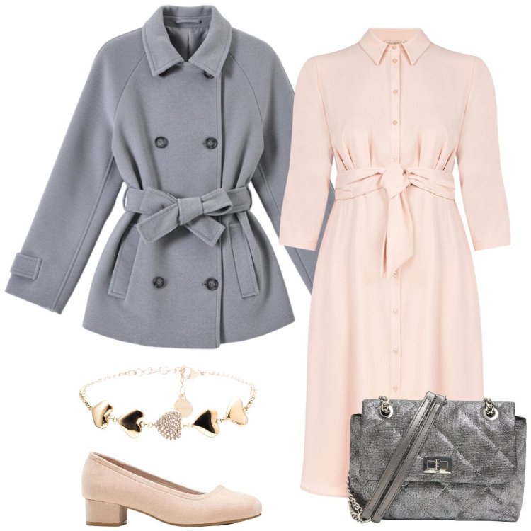 Outfit donna - Total look #2340218. Stile Bon Ton per Tutti i giorni. Abbinamento con décolleté, borse a tracolla, braccialetti, vestiti lunghi, caban.