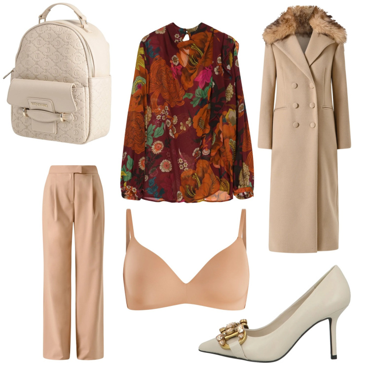 Outfit donna - Total look #2340229. Stile Glamour per Serata fuori. Abbinamento con décolleté, zaini, camicie, reggiseni a balconcino, pantaloni, cappotti.