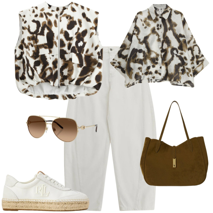 Outfit donna - Sporty chic ogni giorno. Stile Sporty chic per Tutti i giorni. Abbinamento con camicie, gilet, jeans, sneakers, occhiali da sole, borse tote.