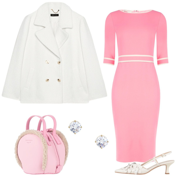 Outfit donna - Total look #2340317. Stile Bon Ton per Tutti i giorni. Abbinamento con zaini, décolleté, caban, vestiti a tubino, orecchini.