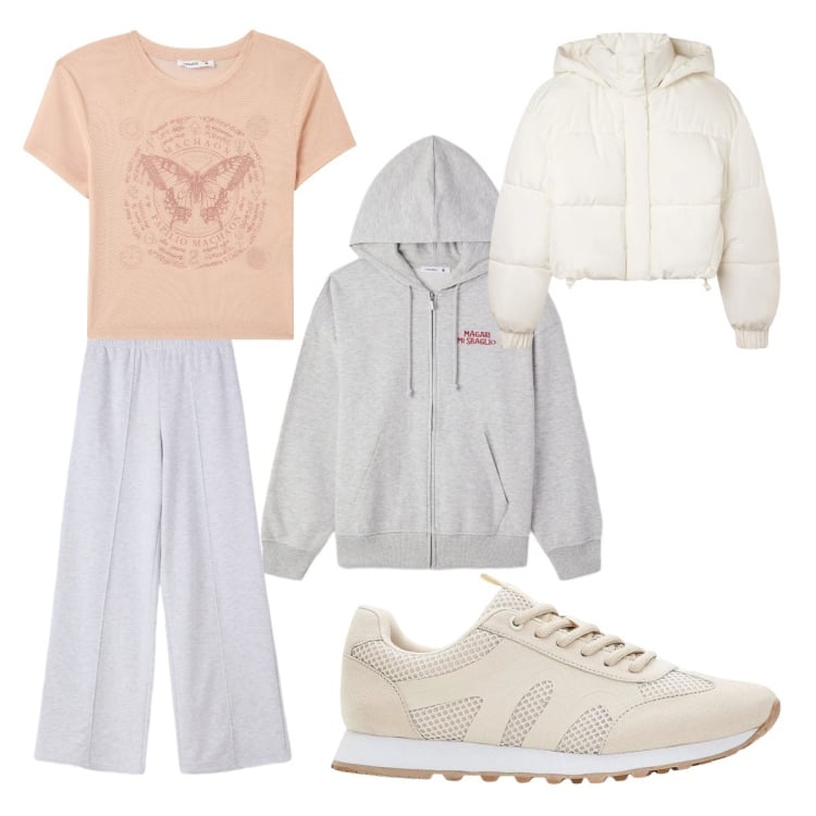 Outfit donna - palestra soft. Stile Sporty chic per Sport. Abbinamento con sneakers, bomber, felpe con cappuccio, pantaloni sportivi, t-shirt.
