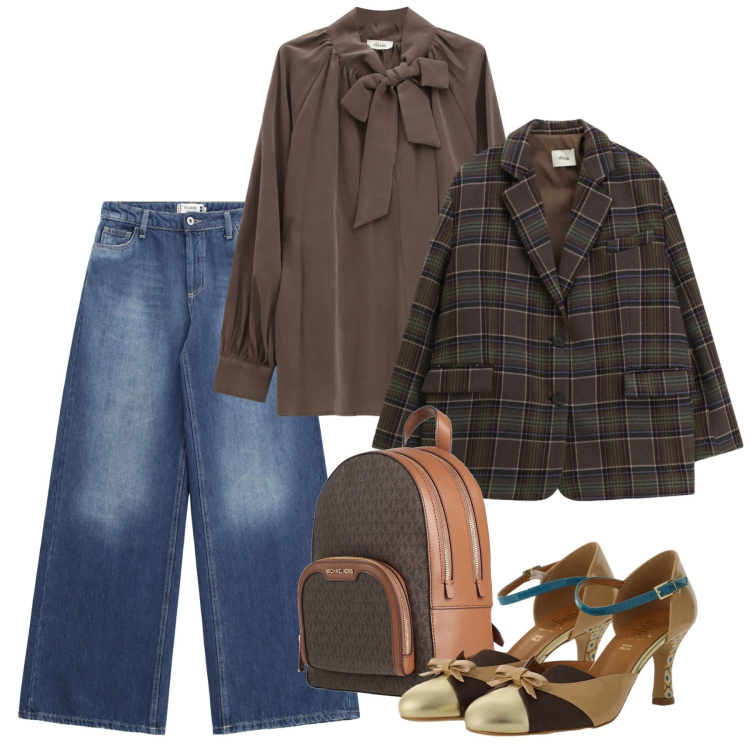 Outfit donna - Romantic, but make it Glam. Stile Glamour per Tutti i giorni. Abbinamento con zaini, bluse, blazer, décolleté, jeans.