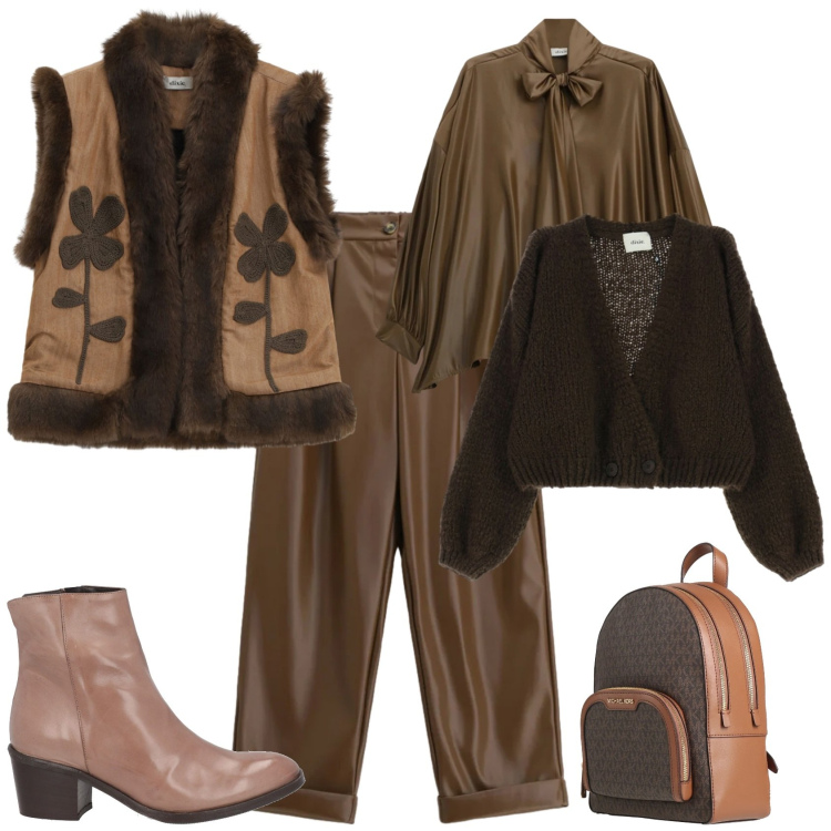 Outfit donna - Gilet in similpelliccia mezza stagione. Stile Vintage retrò per Tutti i giorni. Abbinamento con stivaletti, zaini, camicie, pantaloni, cardigans, gilet.