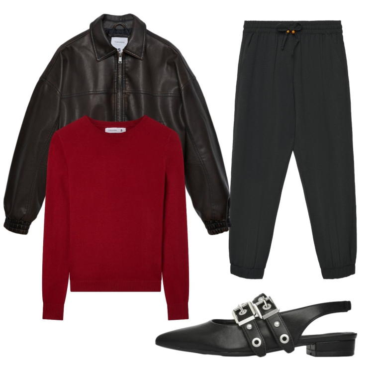 Outfit donna - Maglia leggera. Stile Sporty chic per Scuola/Università. Abbinamento con maglieria, ballerine, bomber, pantaloni.