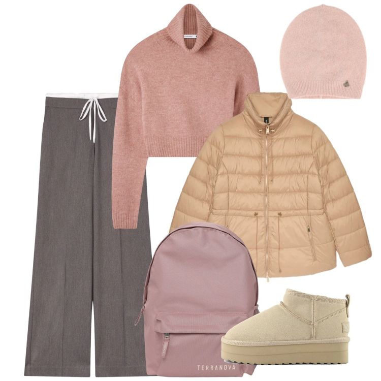 Outfit donna - Settimana bianca - @antonellal. Stile Basic per Tutti i giorni. Abbinamento con pantaloni, zaini, maglieria, piumini, cappelli, stivaletti.