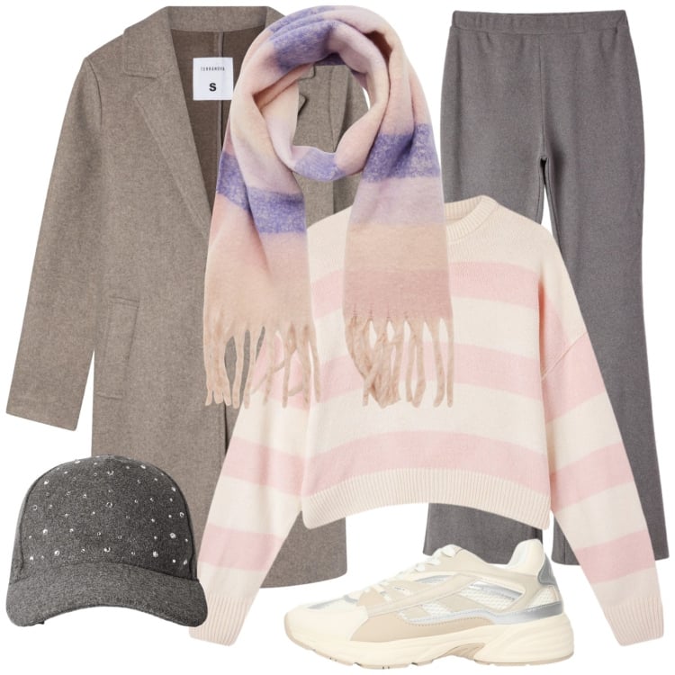 Outfit donna - Capodanno cinese. Stile Casual per Tutti i giorni. Abbinamento con sneakers, sciarpe, maglieria, cappelli con visiera, pantaloni, cappotti.