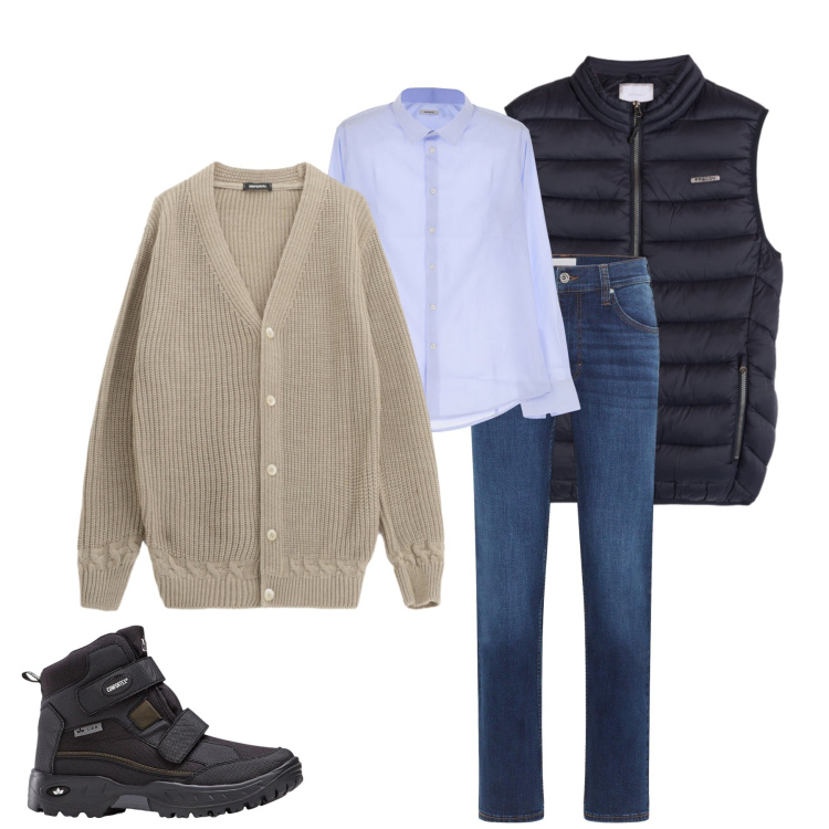 Outfit uomo - Comfort Urbano e Stile Senza Tempo. Stile Urban per Tutti i giorni. Abbinamento con stivali e stivaletti, jeans dritti, camicie, cardigans, piumini.