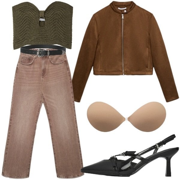 Outfit donna - Voglia di novità - Terranova SS26. Stile Urban per Tutti i giorni. Abbinamento con jeans dritti, reggiseni, top, cinture, giacche, décolleté.