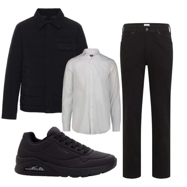 Outfit uomo - Lavoro relax. Stile Business/Elegante per Tutti i giorni. Abbinamento con sneakers, jeans dritti, giacche, camicie.