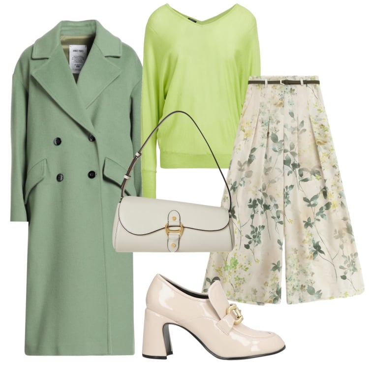 Outfit donna - Total look #2340774. Stile Chic per Tutti i giorni. Abbinamento con cappotti, pullovers, mocassini, pantaloni a palazzo, borse a spalla.