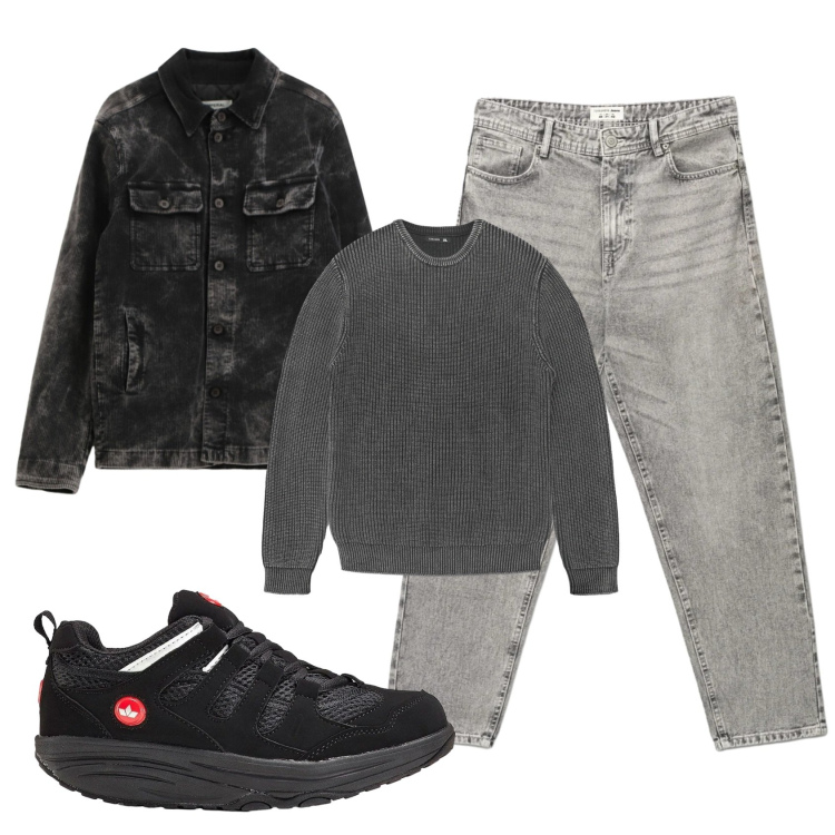 Outfit uomo - Total look #2340777. Stile Casual per Tutti i giorni. Abbinamento con sneakers, cappotti, maglieria, jeans.