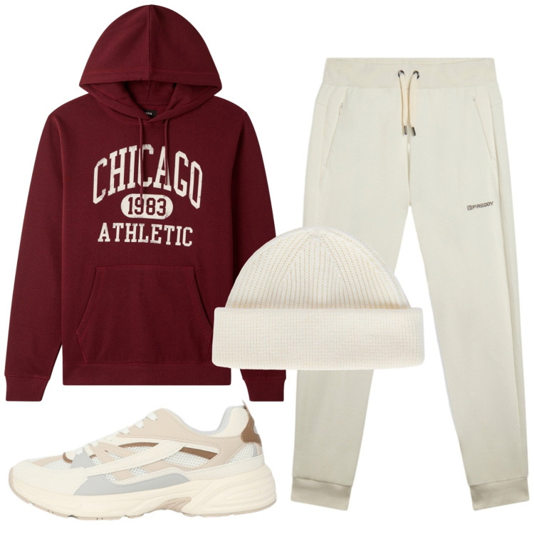 Outfit uomo - Total look #2340796. Stile Casual per Tutti i giorni. Abbinamento con felpe con cappuccio, sneakers, pantaloni, berretti.