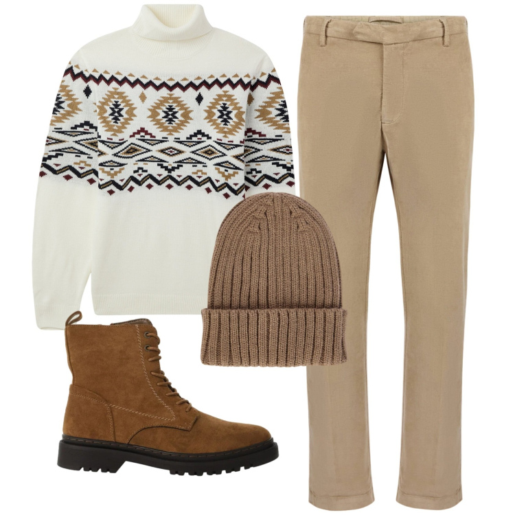 Outfit uomo - Total look #2340816. Stile Casual per Tutti i giorni. Abbinamento con anfibi, maglieria, berretti, pantaloni.