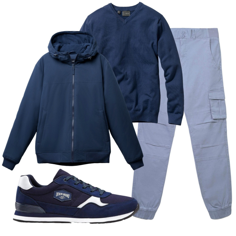 Outfit uomo - Total look #2340826. Stile Casual per Tutti i giorni. Abbinamento con maglieria, sneakers, giacche, pantaloni cargo.