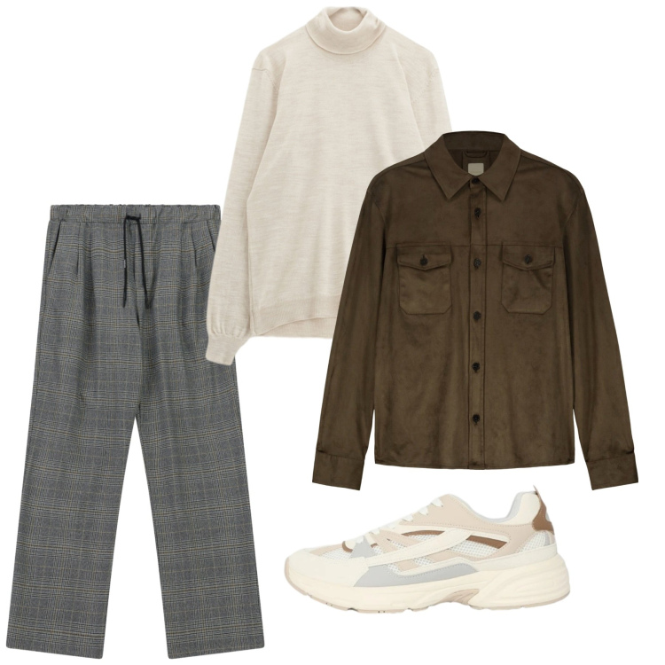 Outfit uomo - Febbraio. Stile Casual per Tutti i giorni. Abbinamento con sneakers, maglieria, pantaloni, giacche.